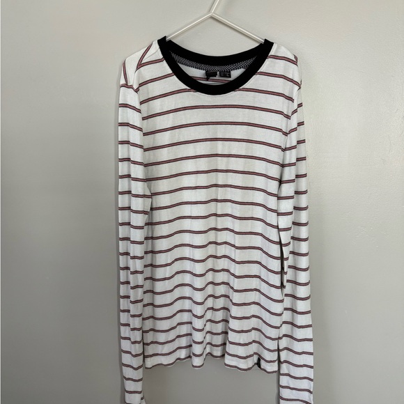 Volcom White and Brown Striped Long Sleeve Shirt - Picture 1 of 3